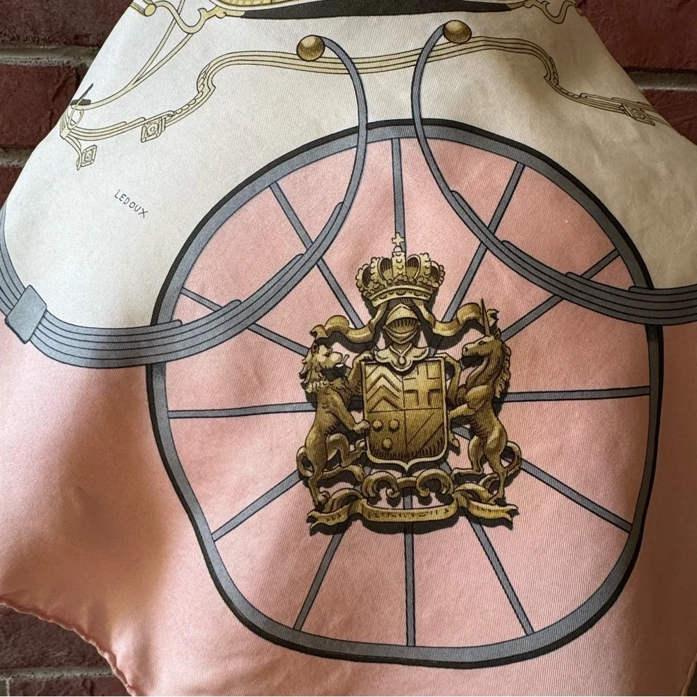 •Hermes Springs Vintage Signed Silk Scarf by Philippe LeDoux Hand-rolled 34”x35”